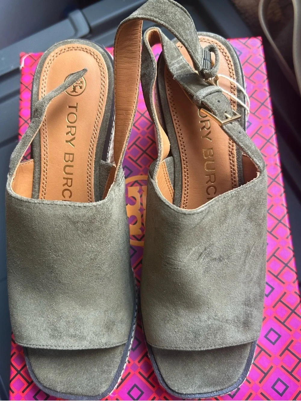 New with Box Tory Burch Ankle Strap Espadrille Sandal - Olive